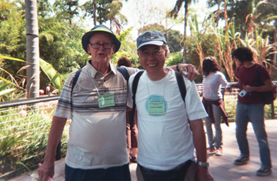 
                    We are the world:  Werner Moeller from Buffalo New York, and Hide Tsukui from Tokyo, Japan.
                                            (Krissy Clark)
                                        