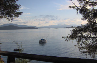The view of Auke Bay and the neighbors boat from the front porch of Weigel's house.
(Beth Weigel)