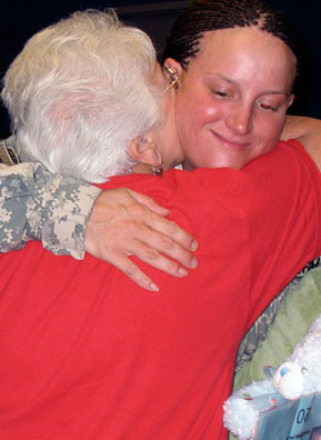 
                    Many soldiers carry souvenirs from home as they head back abroad.
                                            (Julia Barton)
                                        