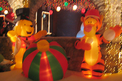Dominic says his lights are for the kids. And the kids, in particular, love the inflatable Christmas characters that decorate his yard. But some neighbors see it differently.
(Keith O'Brien)