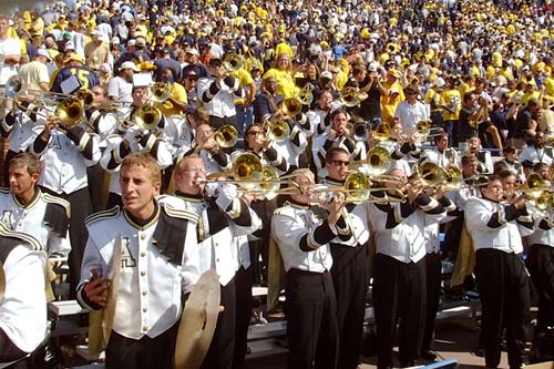 
                    The Appalachian State University band plays their fight song, "Hi Hi Yikas."
                                            (Kameron Radford)
                                        