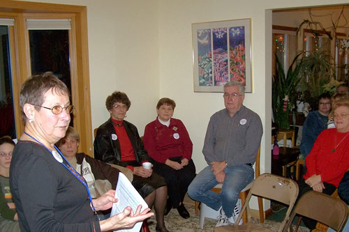 
                    Gracia Willis chairs the precinct meeting.
                                            (Jim & Gracia Willis)
                                        