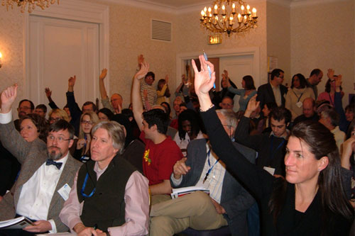 
                    The members cast their votes.
                                            (Blair Chavis)
                                        
