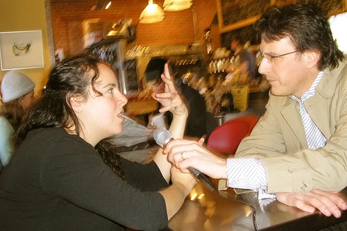 
                    Radke and food writer Kelly Alexander dine at 3 Cups, a Chapel Hill, N.C. cafe and wine bar.
                                            (Suzie Lechtenberg)
                                        