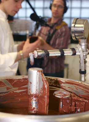 Gasko is at the tempering machine, which heats and cools the chocolate several times to get it to the correct consistency.
(Josh Sarantitis)