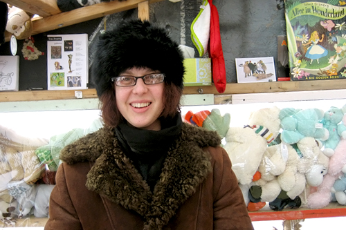
                    Marlaine Cox inside her Shanty of Misfit Toys. Cox has no idea know why these toys were discarded and plans to donate them when the Art Shanties Project is over.
                                            (Angela Kim)
                                        