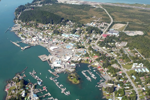 
                    An aerial view of downtown Wrangell.
                                            (Doug McCloskey)
                                        