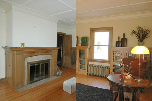 
                    A living room in the house that Lowry made over -- the before picture is on the left, the prettied-up version on the right.
                                            (Cotty Lowry)
                                        