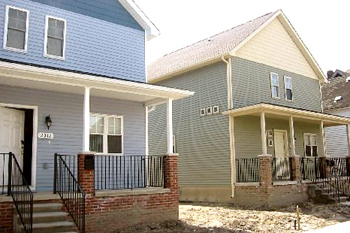 
                    Charnita  and Helen now live next to each other in these new rental homes.
                                            (Desiree Cooper)
                                        