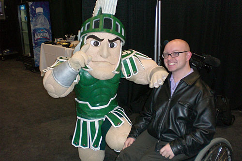 Chad Swiatecki with Sparty the Spartan, the mascot for Michigan State University.
(Courtesy Chad Swiatecki)