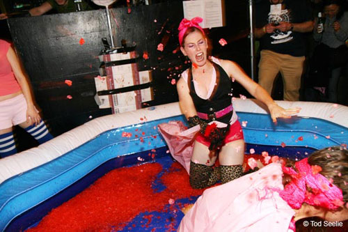 
                    Jell-O flies through the air as the match heats up.
                                            (Tod Seelie)
                                        