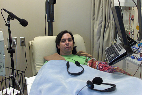 
                    Weekend America's Marc Sanchez settles into the donation recliner.
                                            (Vikki Krekler)
                                        