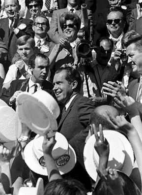 Idahoans cheer at a rally for Nixon in 1968. It was the support from states like Idaho that Nixon hoped to get with his focus on the "silent center" and "silent majority".
(Wayne Cornell)