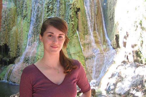 Saskia Smith doesn't completely shun the summer or going outdoors, but she thinks it's much more tolerable in cool places -- like in front of a waterfall.
(Peer Gopfrich)