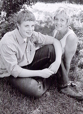 
                    Olesen and 18-year-old Henry in the yard, 2008.
                                            (Nanci Olesen)
                                        