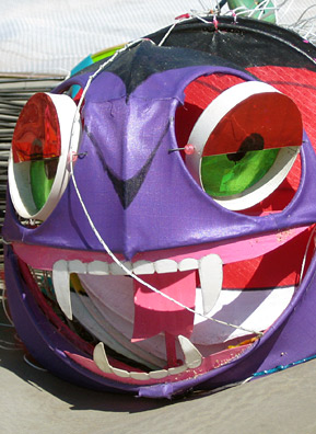 Krissy Clark's report on Tyrus Wong, a Southern California resident who makes his own kites and flies them once a month in Santa Monica, was the most popular of our stories on the Web. Pictured here is Wong's centipede kite.
(Krissy Clark)