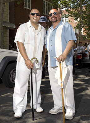 Danny Vecchiano (left), is Apprentice Capo in the feast. He stands here with his cousin Joe Peluso, who was the Capo Peranza from 1991-1992. Danny has about a 20-year wait ahead of him before he can become Capo Peranza.
(Michael Bocchieri)