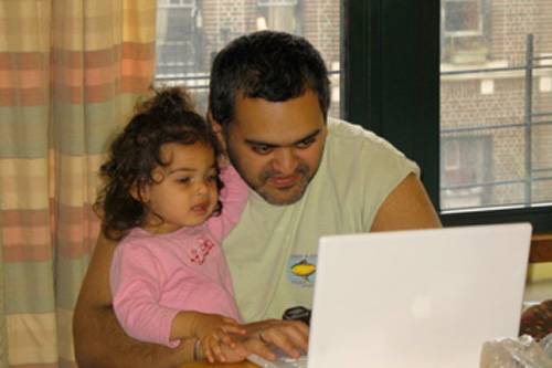Siddhu Nardkarni is a doctor in Brooklyn. There's no room in the family budget for a MacBook Air, so he'll make do with his 2007 MacBook.
(Eric Molinsky)