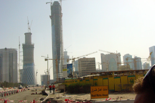 
                    U.S. soldiers going off base during their R&R in Qatar saw many cranes and lots of dust. The country is rapidly building to meet the economic demands.
                                            (Orly Halpern)
                                        