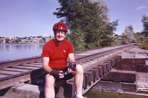 David Jones poses at the "forbidden trestle" close to where he and his sister Candyce used to swim as kids. (It was forbidden because the swimming hole was downstream from a sewage treatment facility.)
(Courtesy Candyce Deddens)