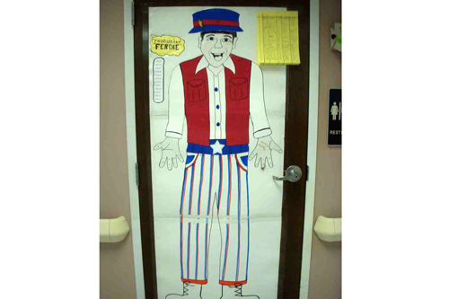 Freshwater Ferdie is a life-sized cutout that is used to track where fish hooks have been removed from patients throughout the fishing season. Each summer the cutout is replaced with a new, fresh drawing. Past fishermen and fisherwomen have been named Walleye Wally, Patty Pike, Trapper Don and Sunny.
(Jim Gates)