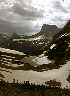 A view of the Ptarmigan Tunnel Pass in Glacier National Park. The park is found in a section of the Northern Rocky Mountains, and straddles the Montana and Canadian borders.
(Michael May)
