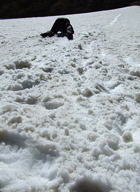 
                    Michael learns how to self-arrest at the Reach Your Peak snow school.
                                            (Rachel Proctor May)
                                        