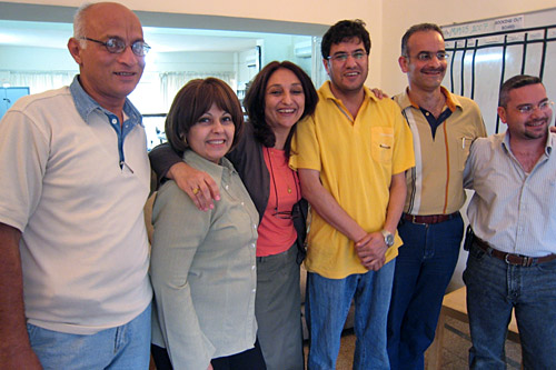 
                    Ali Adeeb al Naemi (second from right) with friends and colleagues at the New York Times Baghdad Bureau.
                                            (Courtesy Ali Adeeb al Naemi)
                                        