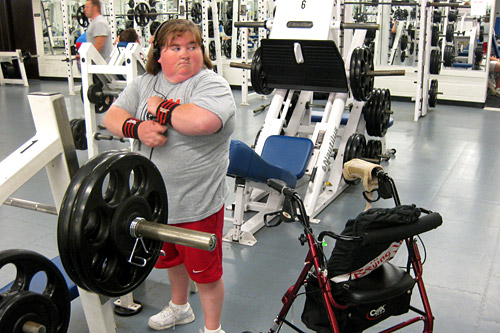 
                    Stack listens to her power lifting play list as she prepares to train.
                                            (Gideon D'Arcangelo)
                                        