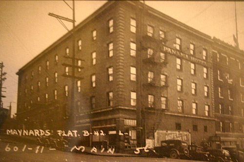 
                    A photograph of the hotel from the turn of the century that hangs on the teahouse walls.
                                            (David Weinberg)
                                        