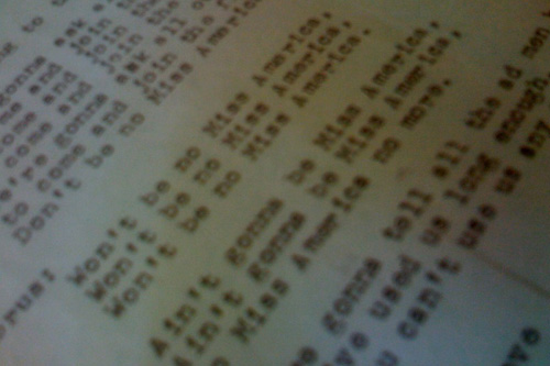 
                    A photograph of the lyrics to one of the many songs sung by the protesters of the Miss America pageant in 1968.
                                            (Rene Gutel)
                                        