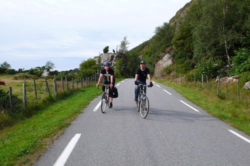 
                    Leif and one of my cousins, Bjorn Ladstein, bicycle around  Finnoy, the island where my grandparents lived.
                                            (Sasha Aslanian)
                                        