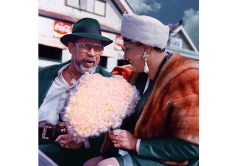 Edwin and Rose Harrison as King and Queen of the Moneywasters Social Aid and Pleasure Club Parade in December, 1991. The couple was flown into the parade via helicopter and driven in a white, horse-drawn carriage. Curt had no idea about Edwin's colorful, prominent life in New Orleans until Edwin entrusted him to restore his pictures and videos.
(Curt Peters)