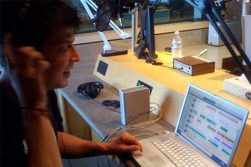 
                    Ches Smith mixing music for the Y/OUR Town project.
                                            (Rob Byers)
                                        