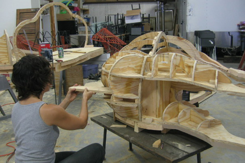 
                    Deborah Stratman working on her piece with Steven Badgett, "Caballos de Vigilancia."
                                            (Courtesy of the artists)
                                        