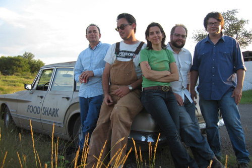 
                    Robert Halpern, David Beebe, Nina Katchadourian, Gregory Smelley, and Adam Bork participated in the making of the Marfa Jingles.  All but Nina are local Marfa musicians.
                                            (Courtesy of the artists)
                                        