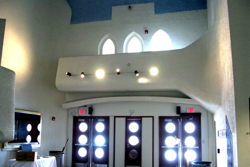 
                    Remnants of the Venetian-style architecture beneath the stucco in the lobby of the Texas Theatre.
                                            (Julia Barton)
                                        