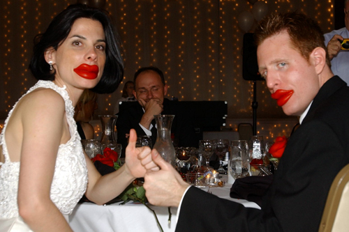 Paula and her husband, George, believe that wax lips should be the first course at every wedding.
(Courtesy Paula Pisani)
