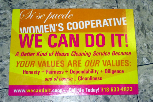 
                    A sign and mission statement for the We Can Do It cooperative.
                                            (Victor Castillo)
                                        