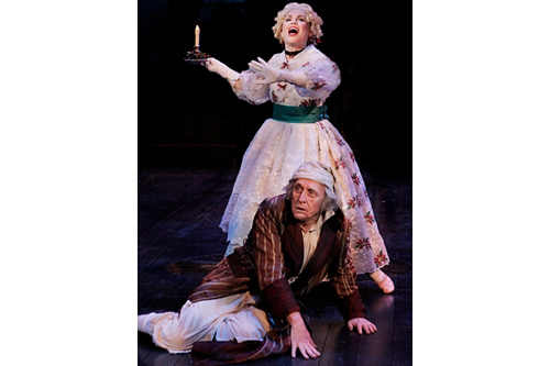 
                    Raye Birk (Ebenezer Scrooge) and Ann Michels (Ghost of Christmas Past).
                                            (Michal Daniel)
                                        